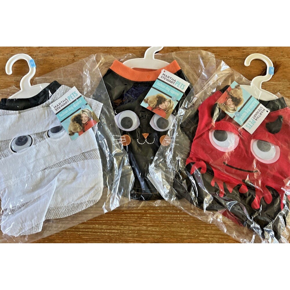 Dog Halloween Costume Lot of 3 Red Devil Mummy Black Cat Costumes Small